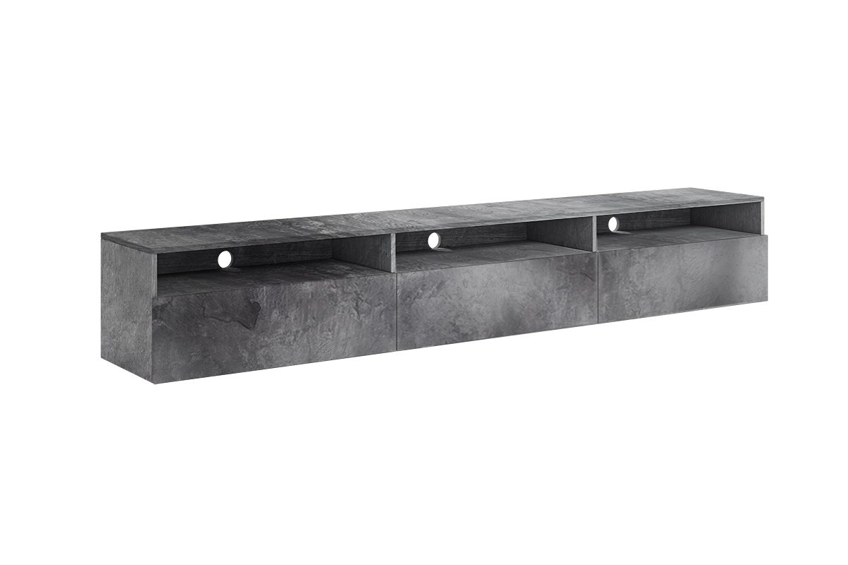 Stojąco wisząca szafka RTV Baros 40 z wnękami 270 cm - ciemny beton / schiefer rtv nowoczesna 