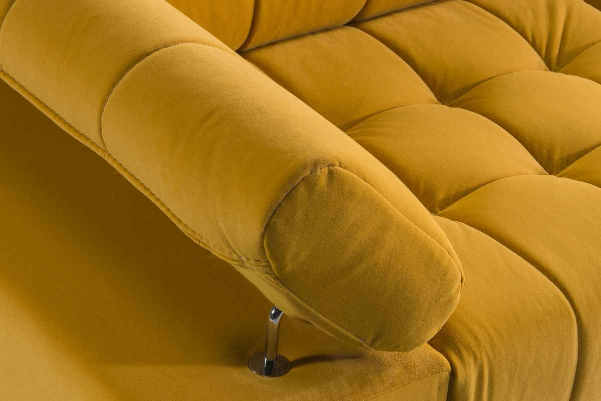 Sofa rozkładana do salonu Dragonis  żółta sofa z regulowanym podłokietnikiem 