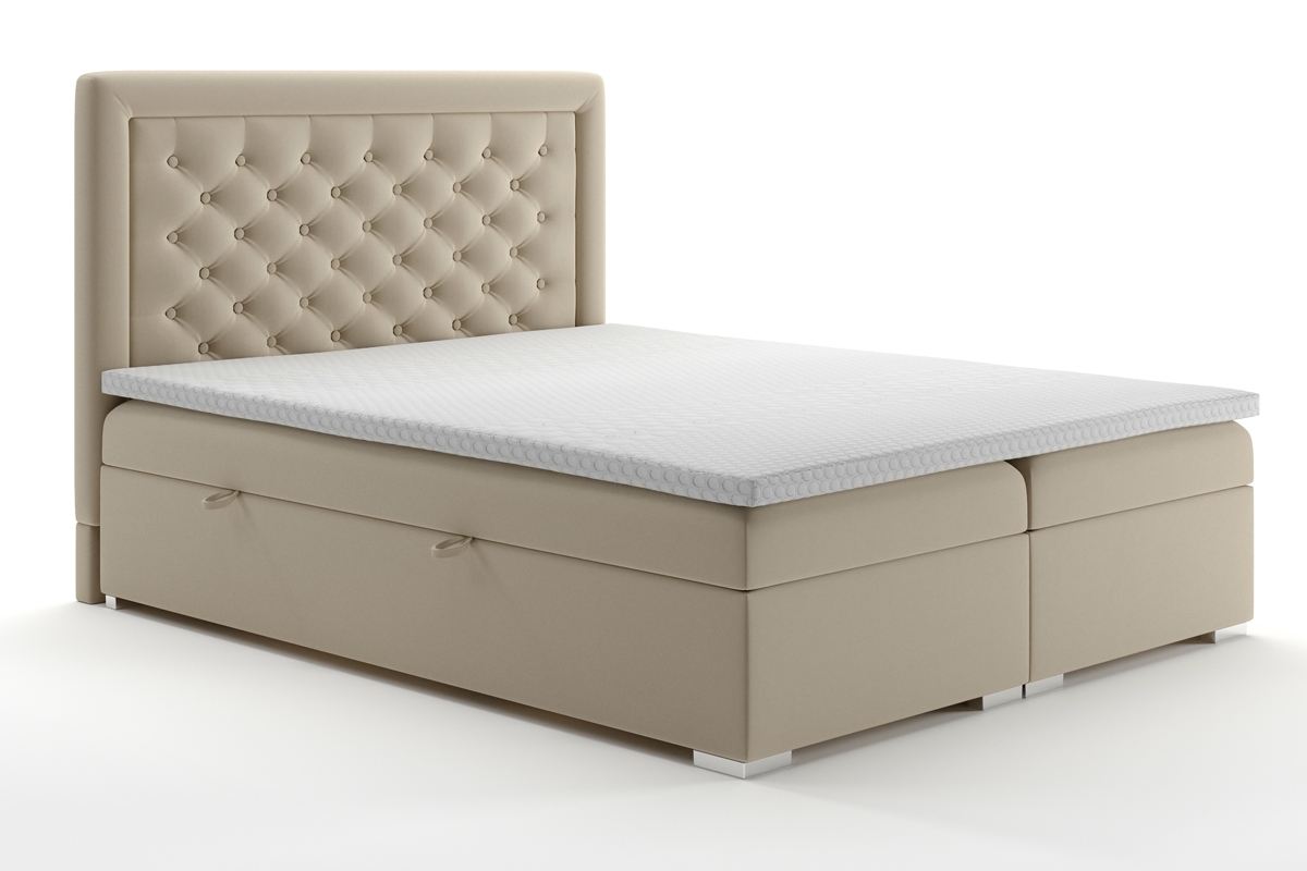 Łóżko kontynentalne z pojemnikami Ofelia 140x200 łóżko z pikowanym wezgłowiem 