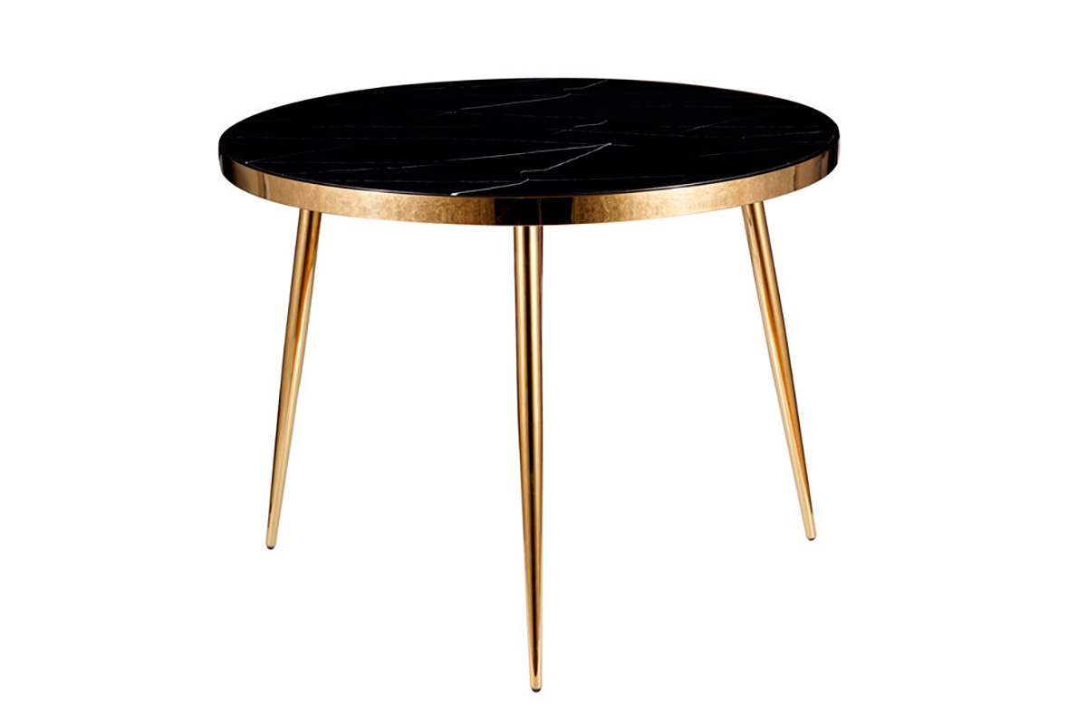 Okrągły stół Calvin 100 cm - efekt marmuru / czarny / złote nogi Okrągły stół Calvin 100 cm - efekt marmuru / czarny / złote nogi