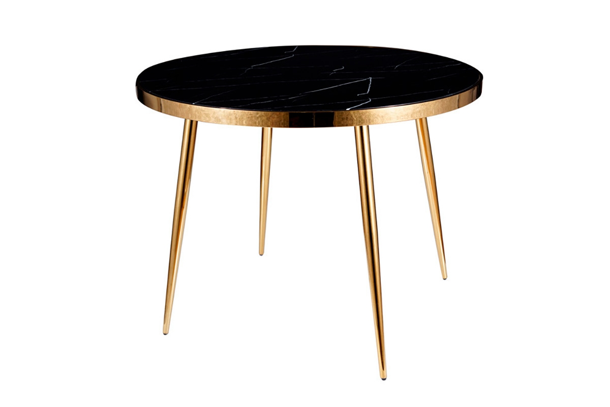 Okrągły stół Calvin 100 cm - efekt marmuru / czarny / złote nogi Okrągły stół Calvin 100 cm - efekt marmuru / czarny / złote nogi