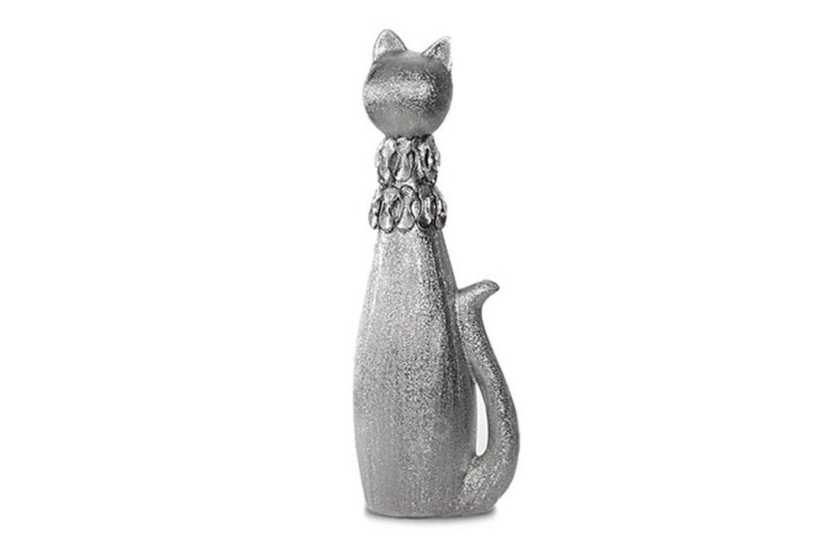  Figurka ceramiczna MELODY 01 Srebrny figurka kot