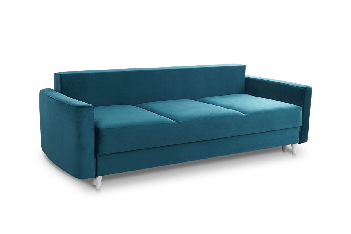 Kanapa rozkładana do salonu Larysa niebieska kanapa bez poduszek 