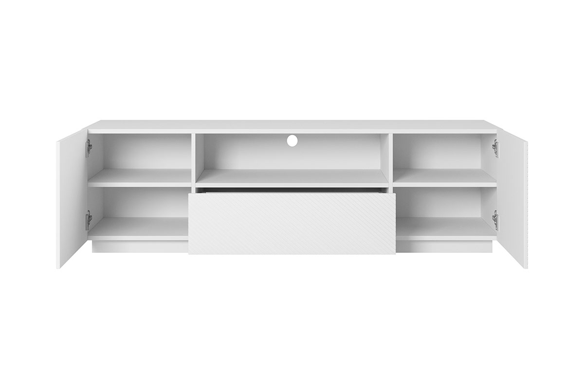 Szafka RTV Asha z szufladą i wnęką 167 cm - biały mat szafka rtv biała