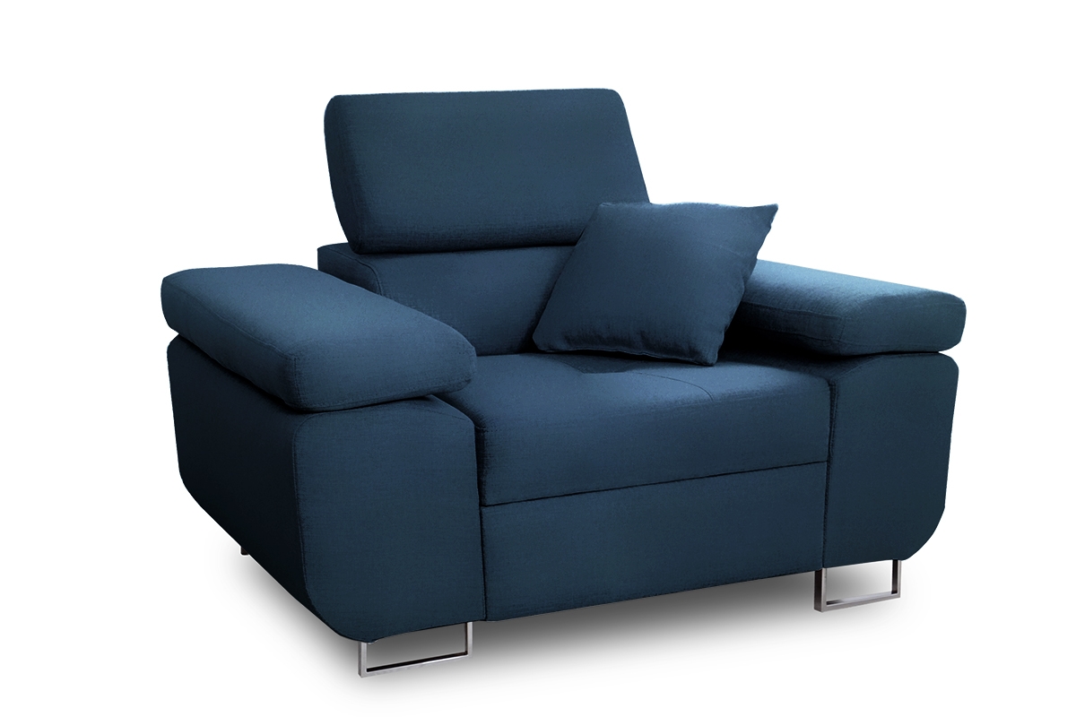 Fotel wypoczynkowy Annabelle z regulowanym zagłówkiem  niebieskie fotel z miękkimi bokami 