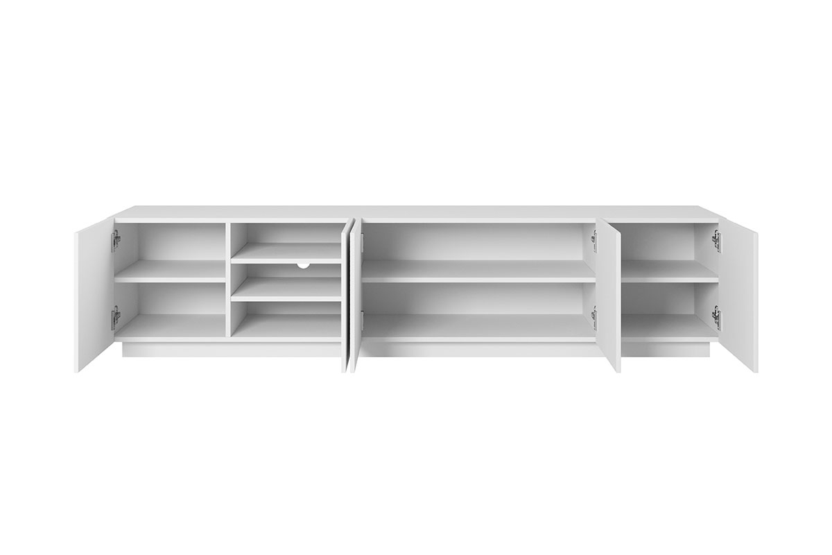 Szafka RTV Asha pięciodrzwiowa z ryflowanym frontem 200 cm - biały mat szafka rtv z półkami