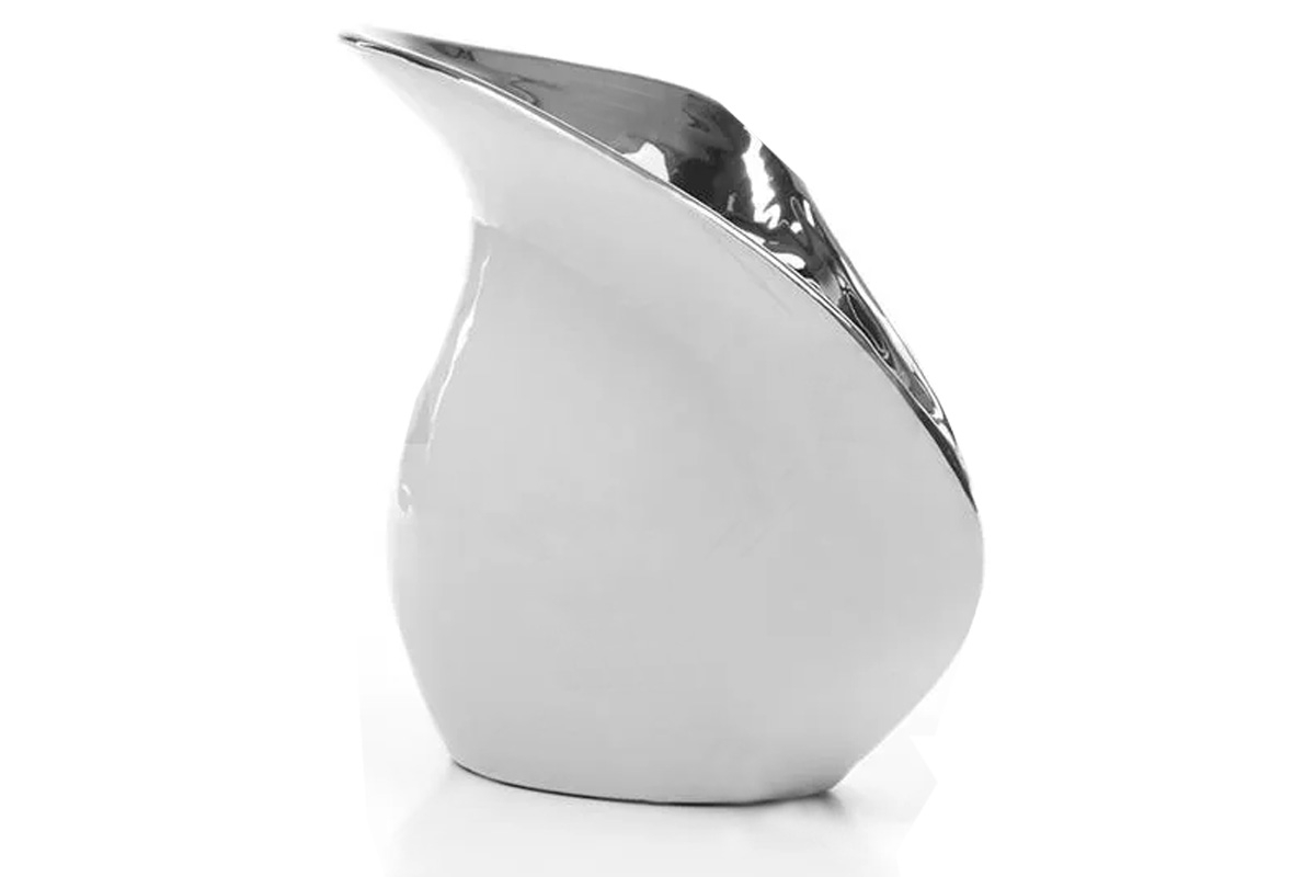 Wazon ceramiczny Cindy 2 Srebrny/Biały wazon ceramiczny 