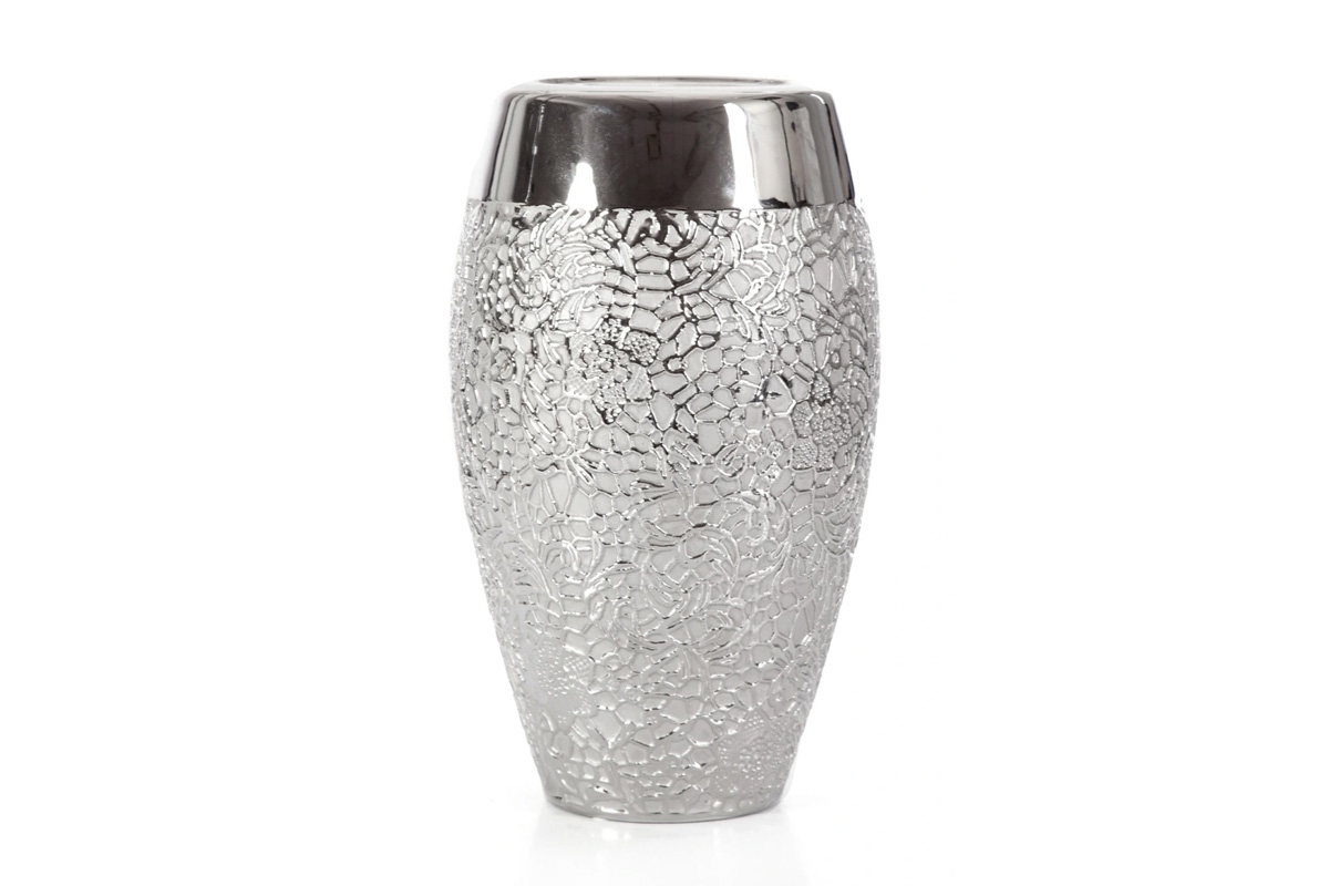 Wazon dekoracyjny NANET 02 Srebrny wazon ozdobny srebrny