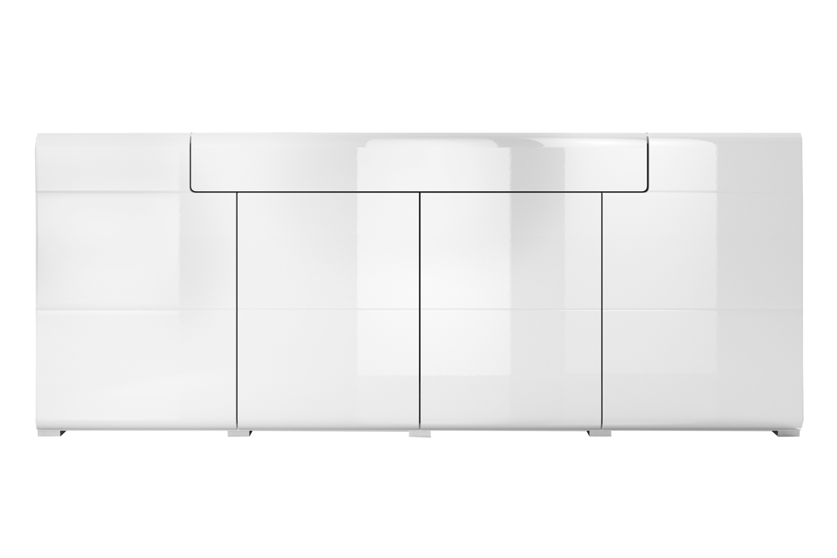 Czterodrzwiowa komoda Toledo 25 z szufladą 210 cm - biały połysk komoda szeroka toledo 