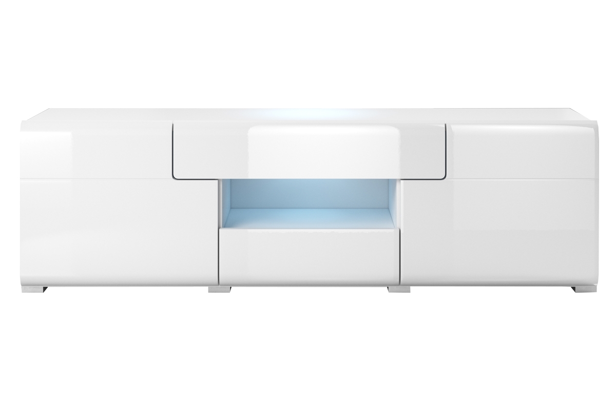 Dwudrzwiowa szafka RTV Toledo 41 z szufladami i wnęką  - biały połysk szafka rtv biała 