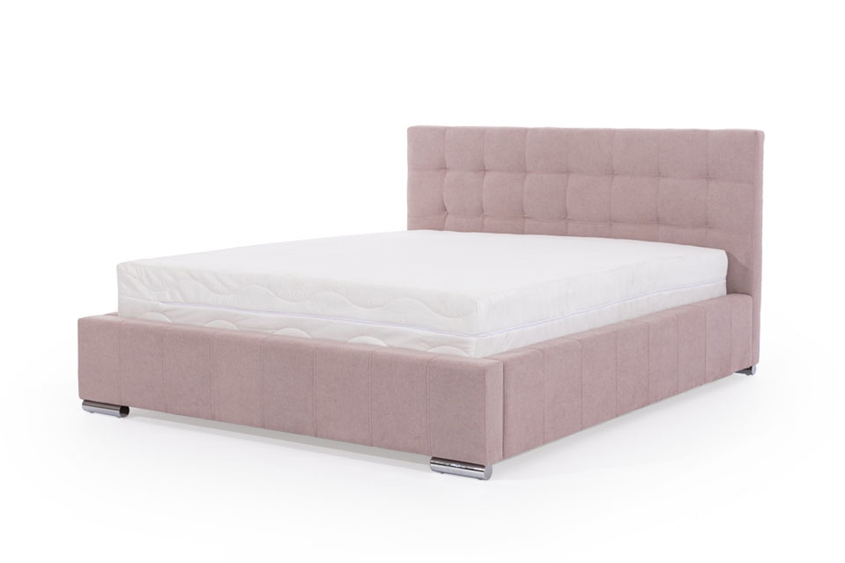 Tapicerowane łóżko sypialniane z pojemnikiem Firenzo - 160x200 różowe łóżko 160x200 z wysokiem wezgłowiem 