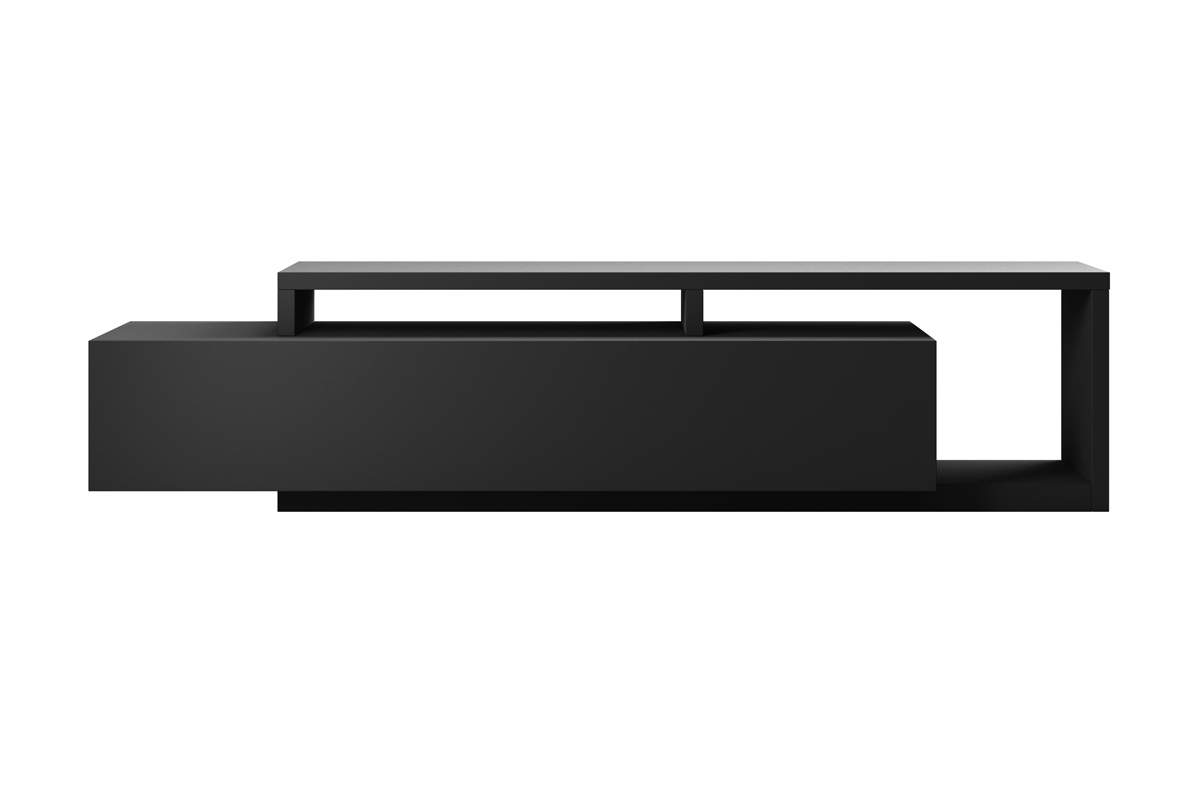 Szafka RTV Bota 40 z wnękami i szufladą 219 cm - czarny supermat rtv z nadstawką 