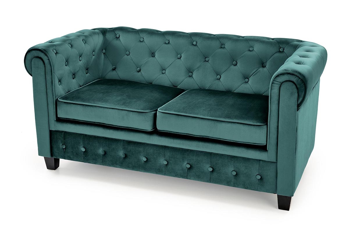 Sofa dwuosobowa Eriksen XL - ciemny zielony / czarny zielona sofa pikowana