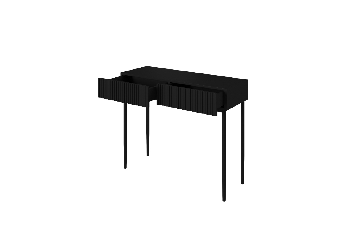 Nowoczesne biurko z szufladami i metalowymi nogami Nicole 100 cm - czarny mat / czarne nóżki biurko czarne