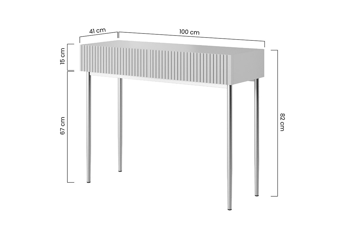 Nowoczesne biurko z szufladami i metalowymi nogami Nicole 100 cm - biały mat / czarne nóżki biurko