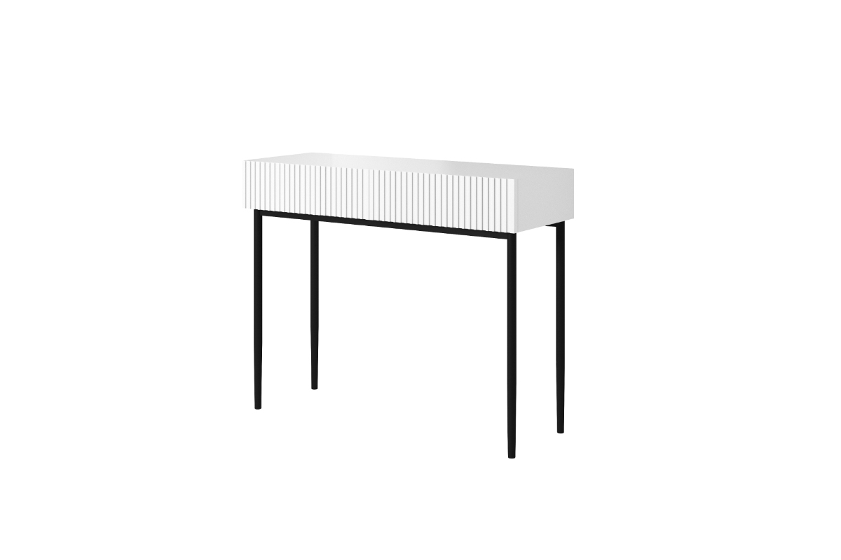 Nowoczesne biurko z szufladami i metalowymi nogami Nicole 100 cm - biały mat / czarne nóżki białe biurko