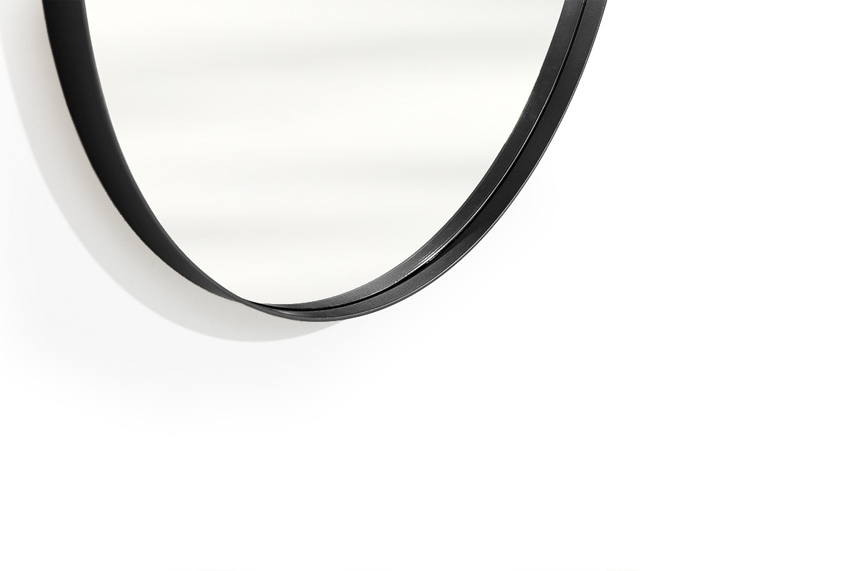 Okrągłe lustro Nicole w metalowej ramie 60 cm - czarne lustro w czarnej ramie