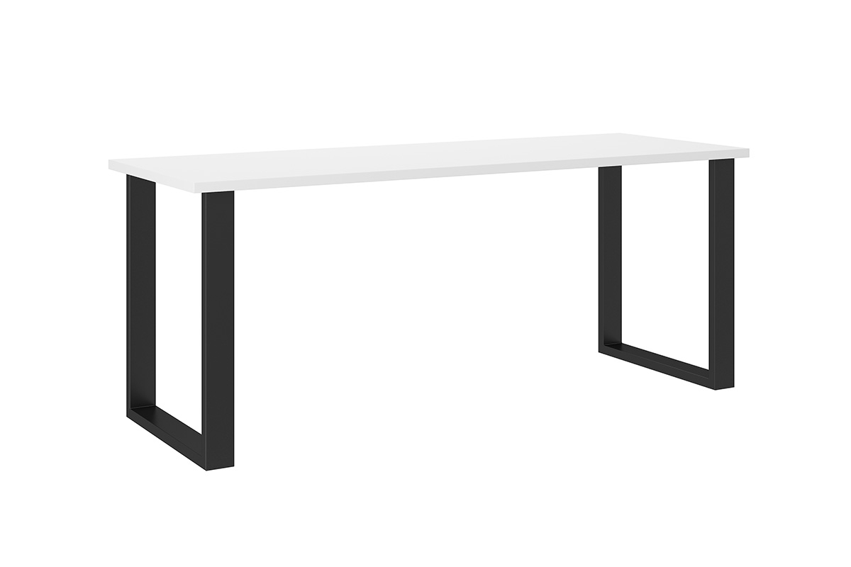 Stół Loftowy Industrialny 185x67 - biały / czarny stół z białym blatem