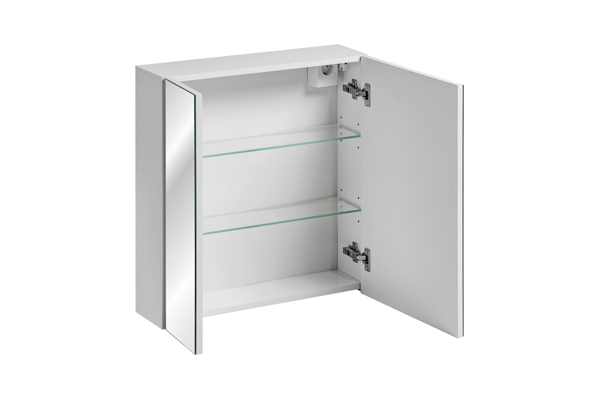 Szafka lustrzana Leonardo White 60 cm - Biała szafka z półkami do łazienki comad 