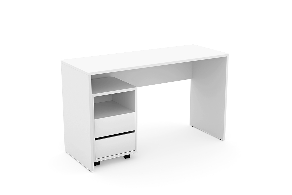 Nowoczesne biurko z kontenerkiem Agapi - biały białe biurko z kontenerkiem