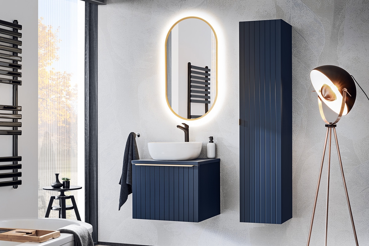 Zestaw mebli łazienkowych Santa Fe Deep Blue II - Niebieski indigo  meble do łazienki design 