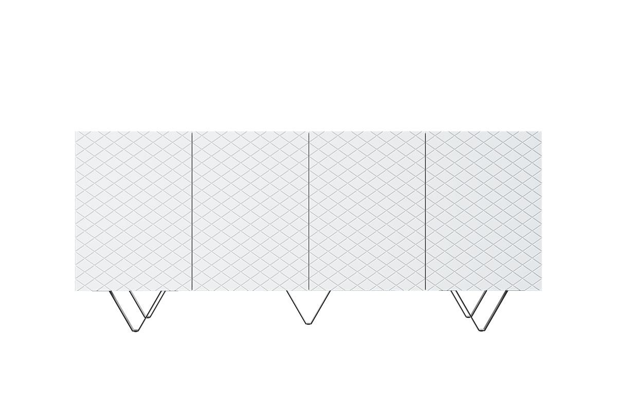 Komoda czterodrzwiowa Scalia 190 4D - biały mat / czarne nogi biała czterodrzwiowa komoda