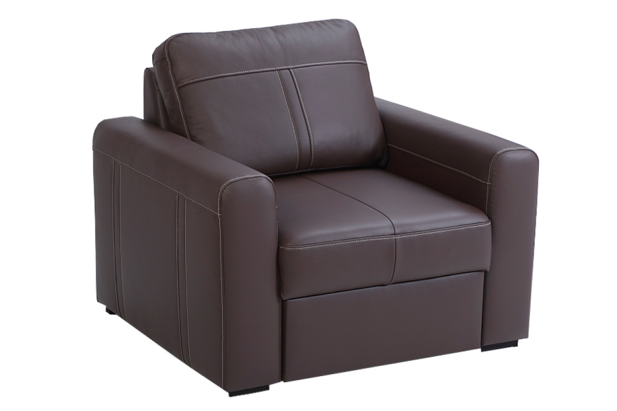Fotel wypoczynkowy Etna - Tkanina brązowy fotel z przeszyciami 