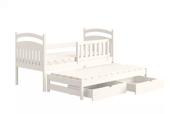 białe łóżko drewnaine 