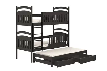 czarne łóżko z wysuwanym spaniem 