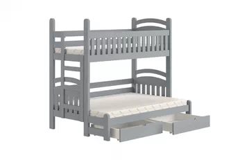 szare łóżko z barierkami zabezpieczającymi 