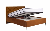 Łóżko tapicerowane sypialniane z pojemnikiem Simen - 140x200, nogi czarne łóżko Simen z pojemnikiem na pościel 