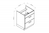 Irma D60 PC S/2 ZAŚLEPKA - szafka dolna z szufladami pod płytę grzejną  szafka z wymiarami irma 
