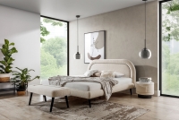 Łóżko tapicerowane 160x200 Nello 1 białe łóżo z ławką i stolikiem tapicerowanym