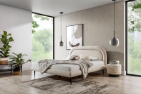 Łóżko tapicerowane 180x200 Nello 1 białe łóżo z tapicerowanym stolikiem