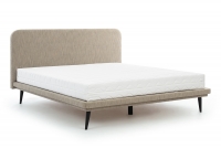 Łóżko tapicerowane Prato 160x200 ze stelażem beżowe łóżko z wysokim wezgłowiem