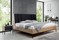 Łóżko do sypialni Black Loft 180x200 - dąb olejowany / czarny łóżko na metalowych nóżkach