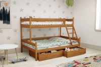 Łóżko piętrowe drewniane Poli z szufladami - 90x180 łóżko piętrowe dla rodzeństwa 