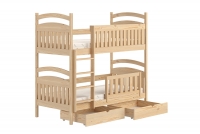 Łóżko piętrowe drewniane Amely z szufladami  - sosna, 80x160  sosnowe łóżko piętrowe 