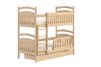 Łóżko piętrowe drewniane Amely z szufladami - sosna, 80x180 łóżko piętrowe z pojemnymi szufladami 