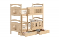 Łóżko piętrowe drewniane Amely z szufladami - sosna, 80x190 łóżko piętrowe z pojemnymi szufladami 