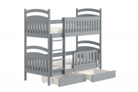 Łóżko piętrowe drewniane Amely z szufladami - szary, 90x190 szare łóżko dziecięce 