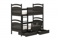 Łóżko piętrowe drewniane Amely z szufladami - czarny, 80x160 czarne łóżko z szufladami 