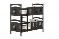 Łóżko piętrowe drewniane Amely z szufladami - czarny, 80x160 czarne łóżko piętrowe z drabinką 