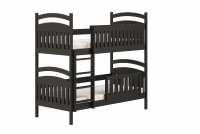 Łóżko piętrowe drewniane Amely z szufladami - czarny, 80x160 czarne łóżko z bezpieczną drabinką 