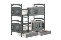 Łóżko piętrowe drewniane Amely z szufladami - grafit, 80x200 łóżko piętrowe dla chłopców 