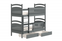 Łóżko piętrowe drewniane Amely z szufladami - grafit, 90x200 bezpieczne łóżko pięrtowe 