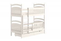 Łóżko piętrowe drewniane Amely z szufladami - biały, 80x190 łóżko dziecięce z szufladami 