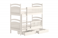 Łóżko piętrowe drewniane Amely z szufladami - biały, 80x200 białe łóżko dziecięce 