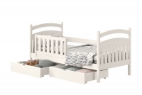 Łóżko dziecięce drewniane Amely - biały, 80x190 łóżko dziecięce z pojemnymi szufladami 