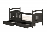 Łóżko dziecięce drewniane Amely - czarny, 80x200 łóżko drewniane w czarnym kolorze